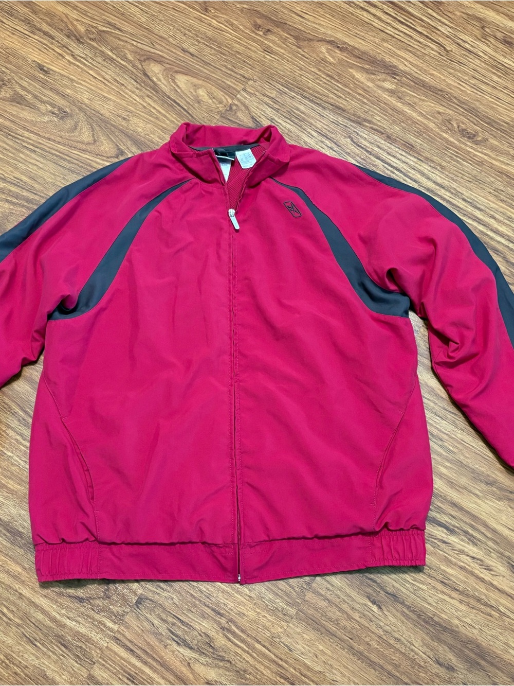 Reebok Cranberry Colored Performance Full-Zip Jacket with Gray Accents - Medium